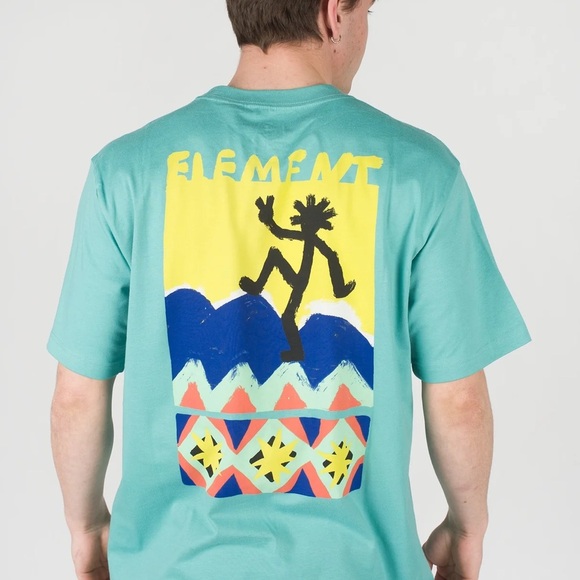 Element Other - Element Men's Organic Cotton Relaxed Fit Teal Graphic T-Shirt Size Medium